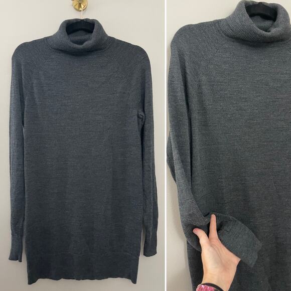 Gap Minimalist Capsule‎ 100% Merino Wool Charcoal Gray Sweater Tunic Dress S/M - Picture 1 of 7